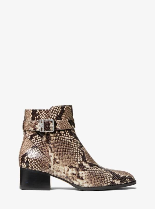 Damske Clenkove Cizmy Michael Kors Britton Snake Embossed Leather Béžové - Topanky Michael Kors Sleva | AEOCQ-7329